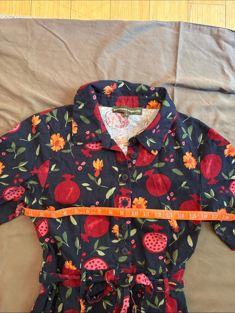 Princess Highway Navy Floral Short-Sleeve Jumpsuit with Tie Waist - Picture 3 of 5